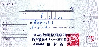A picture of Receipt sample in Japanese: The paid amount is written on Japanese. You need to convert Heisei to Anno Domini year. You can't read the Kanji on this receipt later.