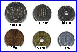 picture of coins in Japan There are 6 types of coins in Japan. 