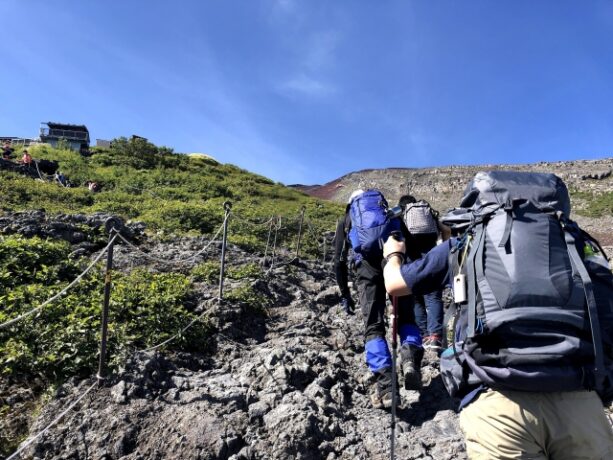 Climbing people to Mt. Fuji